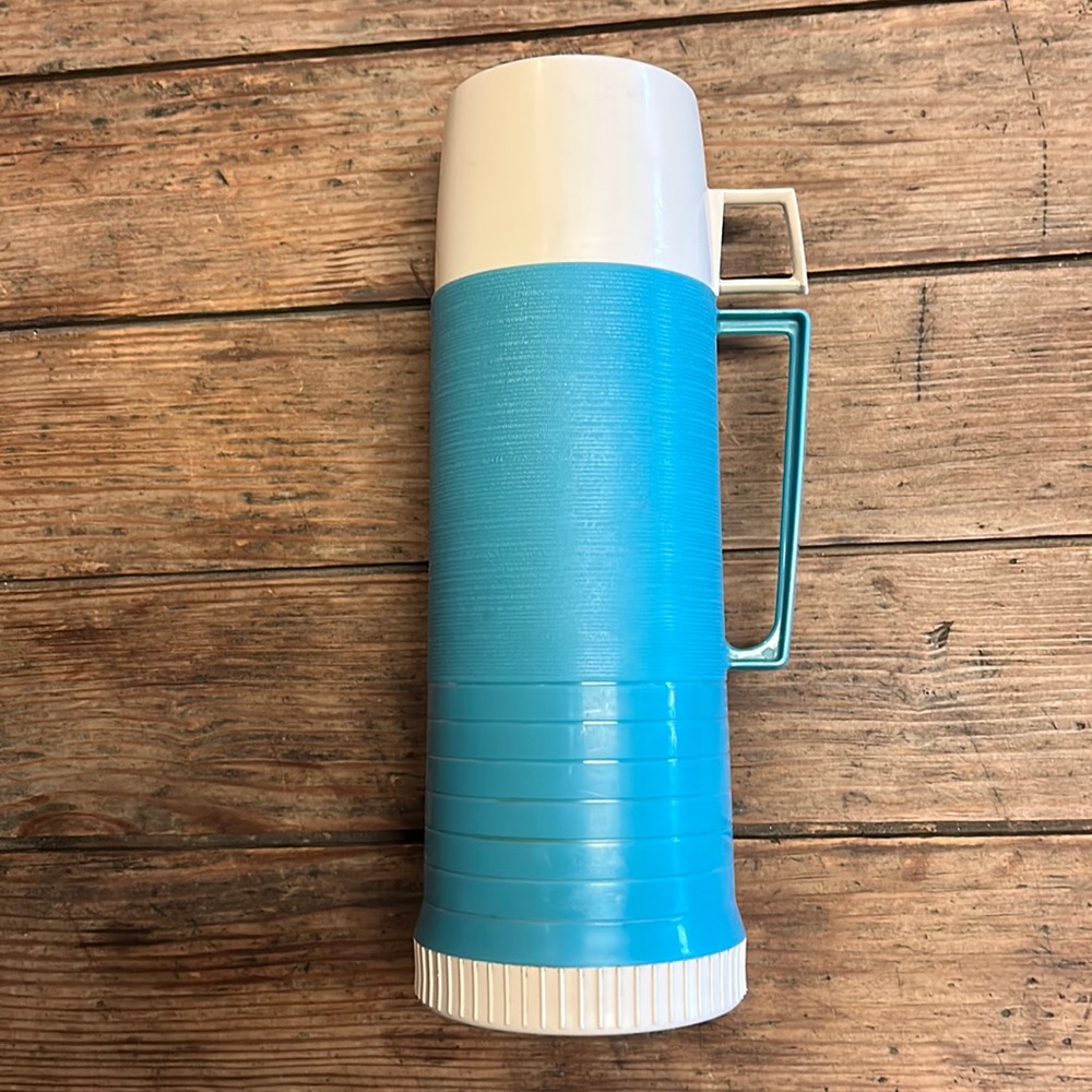 Vintage Turquoise glass lined Thermos